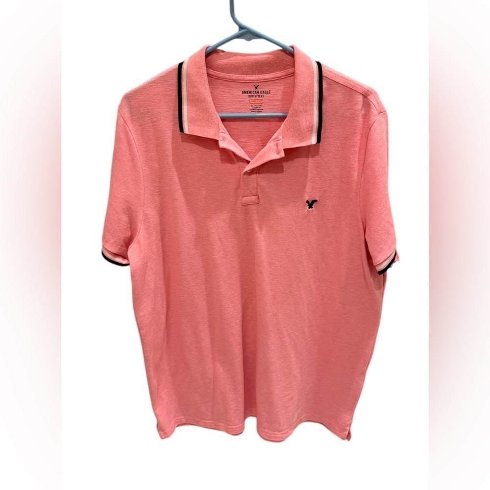 AMERICAN EAGLE OUTFITTERS AEO MEN'S CORE FLEX POLO SHIRT LIGHT PINK SIZE XL